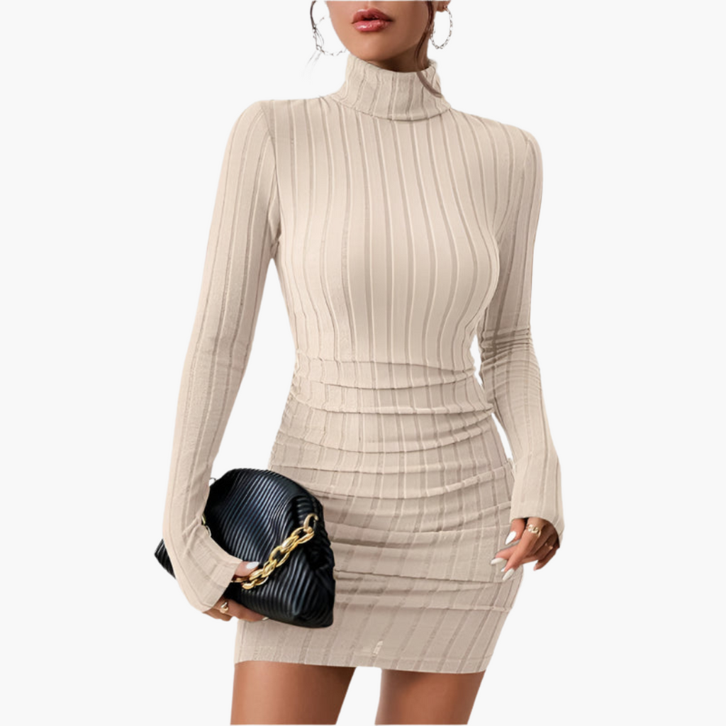 Luna | Ubesværet Ribstrikket Bodycon Kjole til Julefrokost