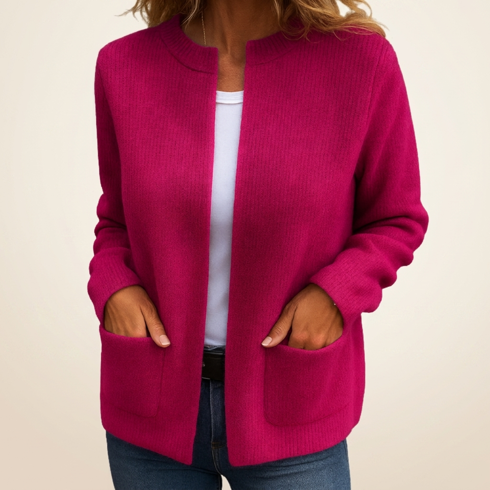 Madison | Cozy Ribbed Open Front Cardigan with Pockets