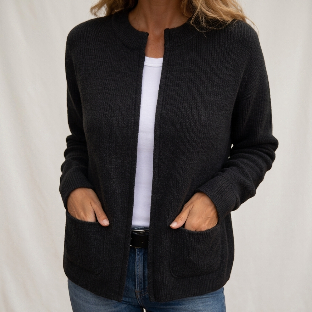 Madison | Cozy Ribbed Open Front Cardigan with Pockets