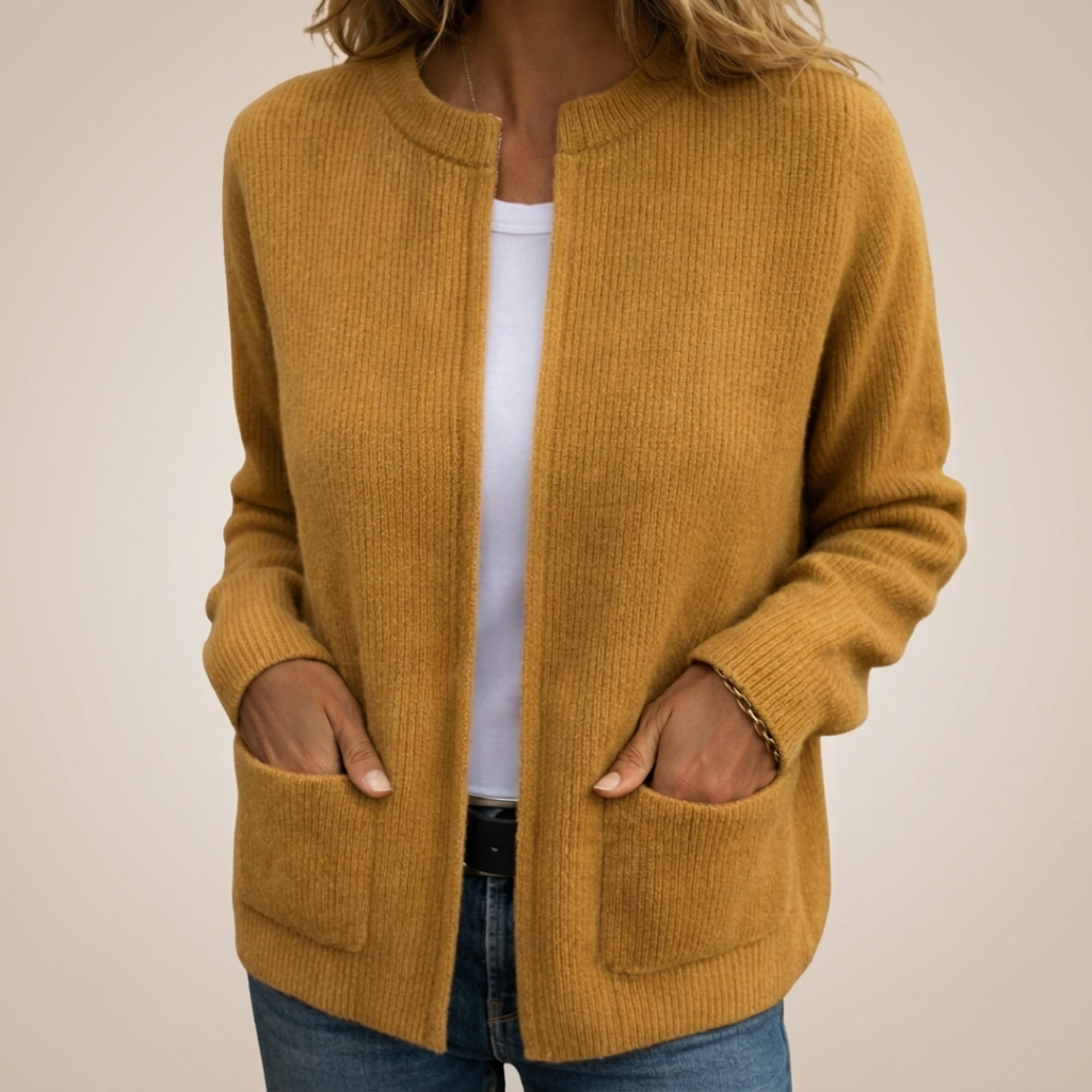 Madison | Cozy Ribbed Open Front Cardigan with Pockets