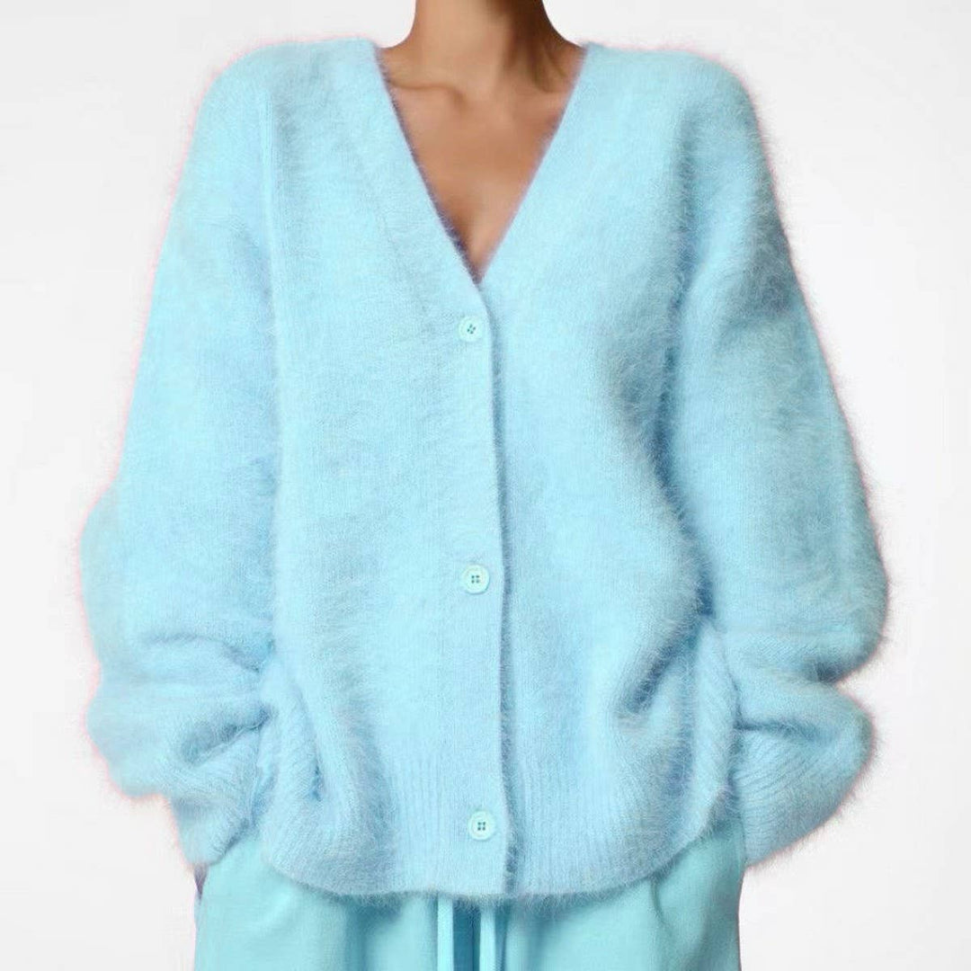 Margaret | Effortless Fuzzy V-Neck Button-Up Cardigan Sweater