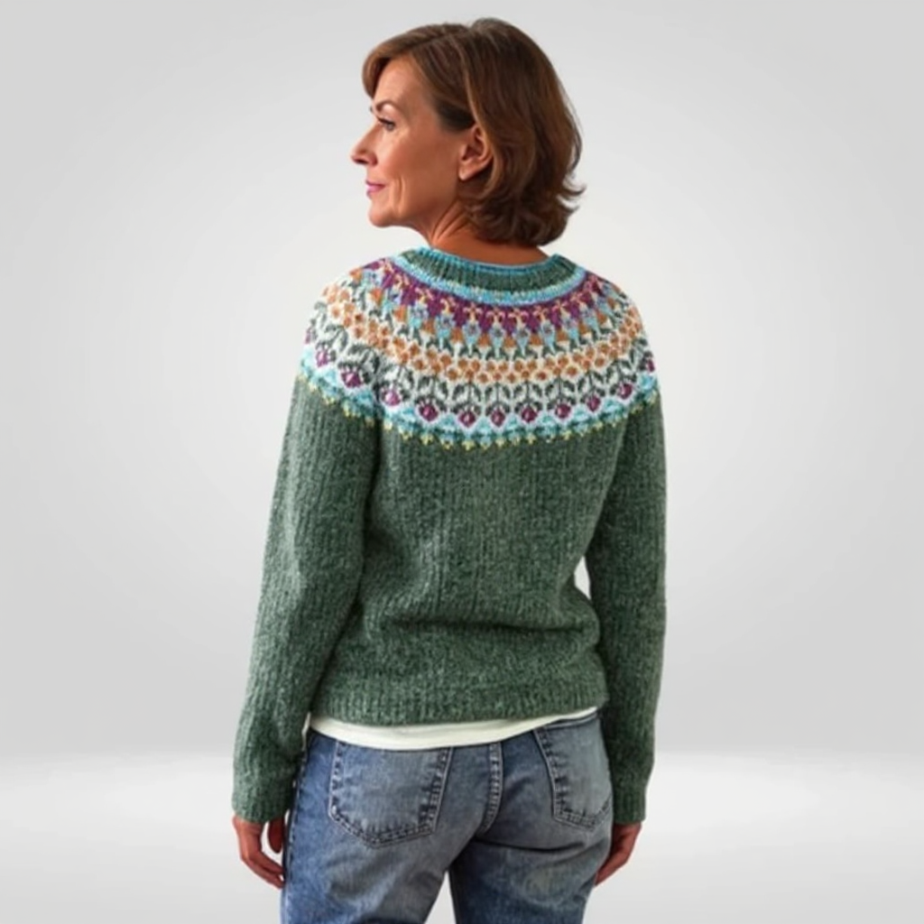 Margaret | Elegant Fair Isle Crewneck Knit Sweater