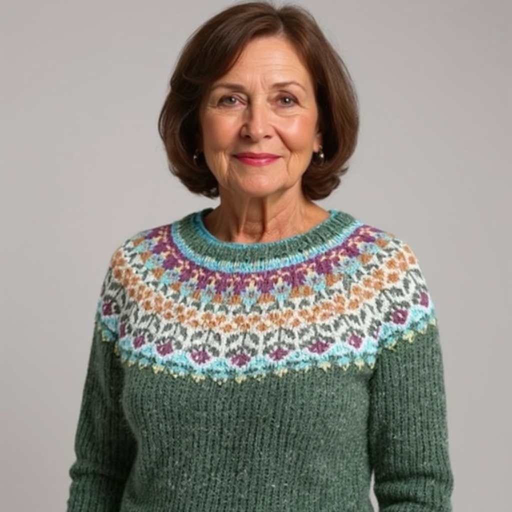 Margaret | Elegant Fair Isle Crewneck Knit Sweater
