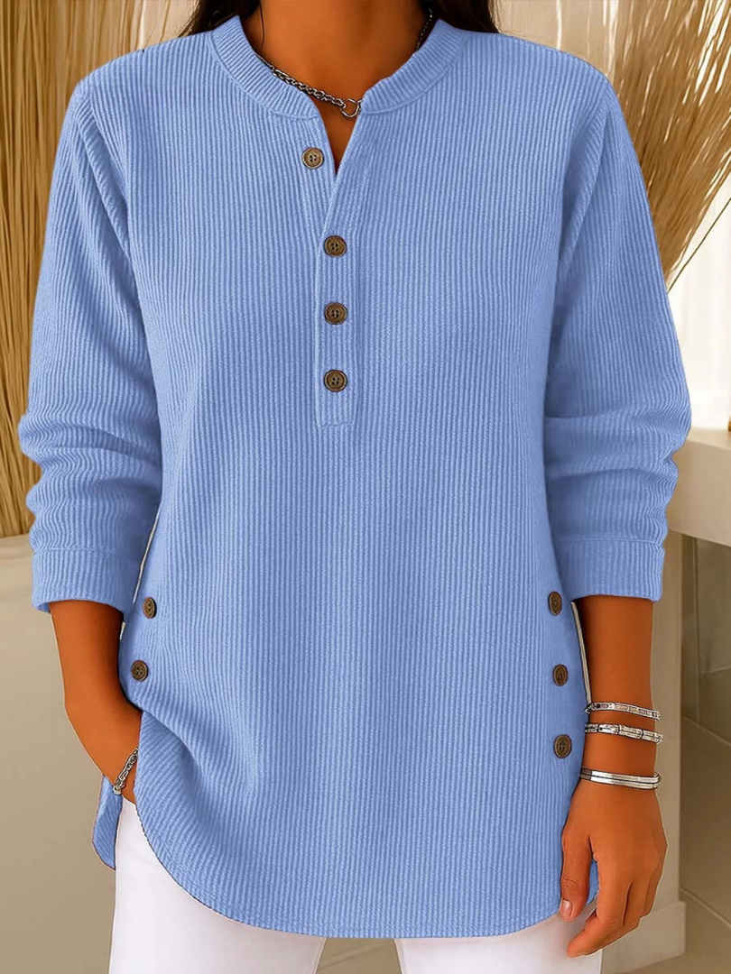 Maria | Graceful Ribbed Henley Knit Sweater Tunic