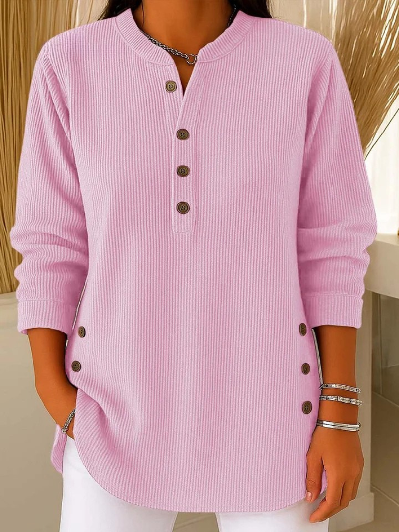 Maria | Graceful Ribbed Henley Knit Sweater Tunic