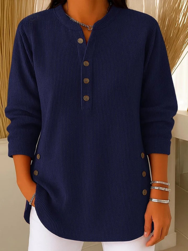 Maria | Graceful Ribbed Henley Knit Sweater Tunic