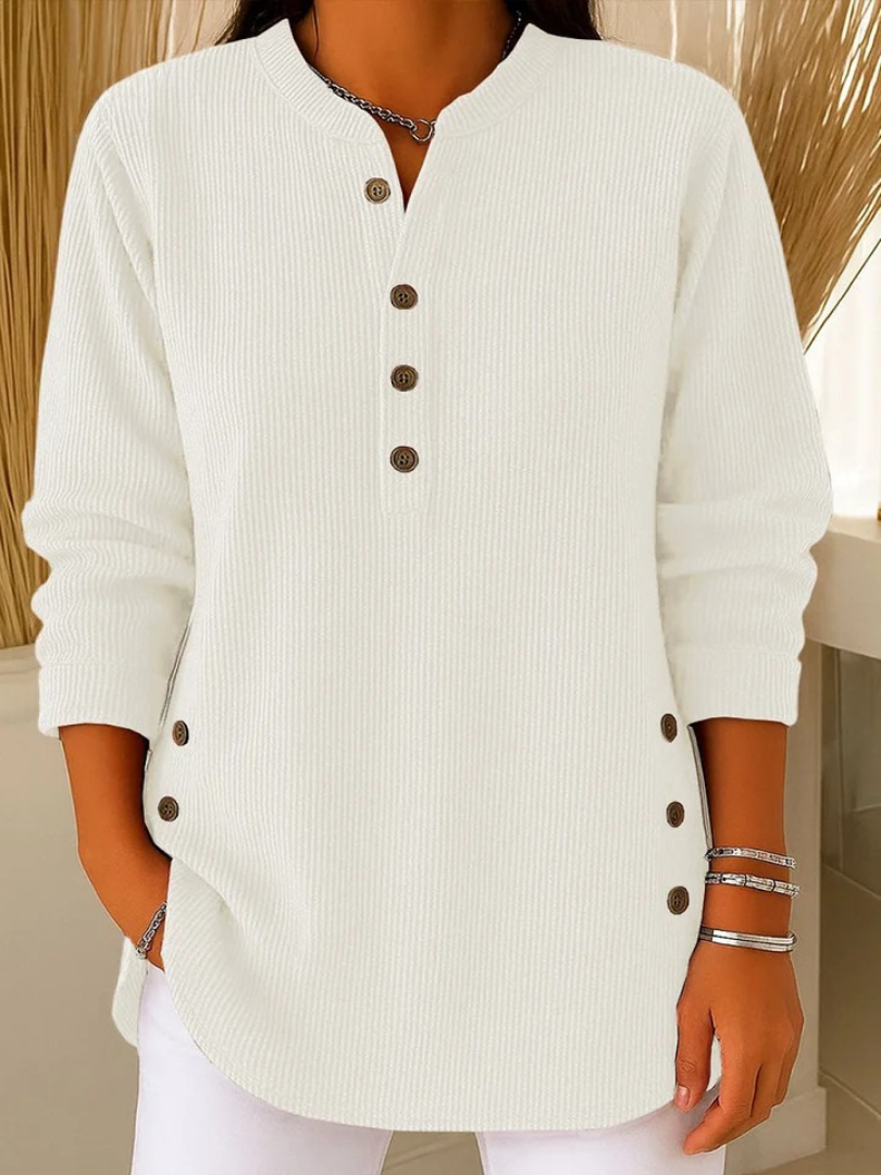 Maria | Graceful Ribbed Henley Knit Sweater Tunic