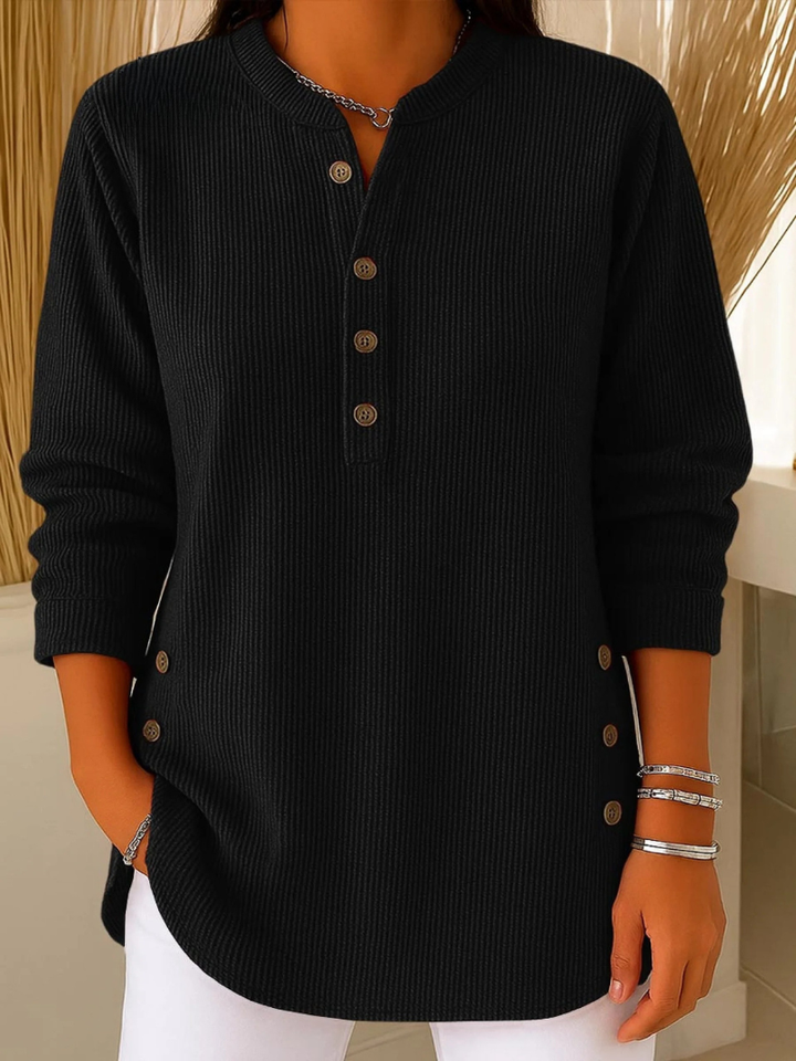Maria | Graceful Ribbed Henley Knit Sweater Tunic