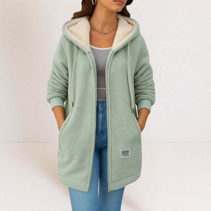 Maria | Longline Hooded Zip-Up Fleece Jacket