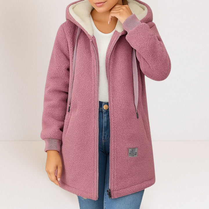 Maria | Longline Hooded Zip-Up Fleece Jacket
