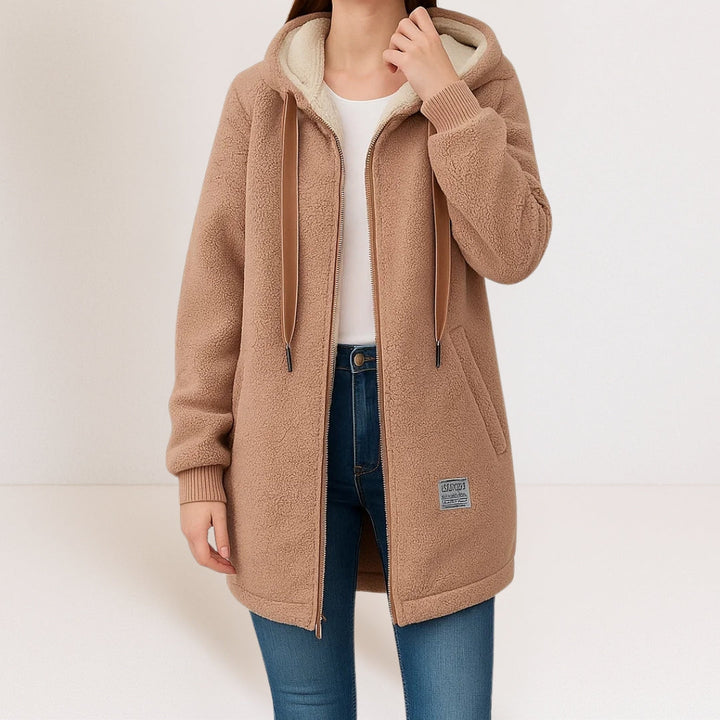 Maria | Longline Hooded Zip-Up Fleece Jacket