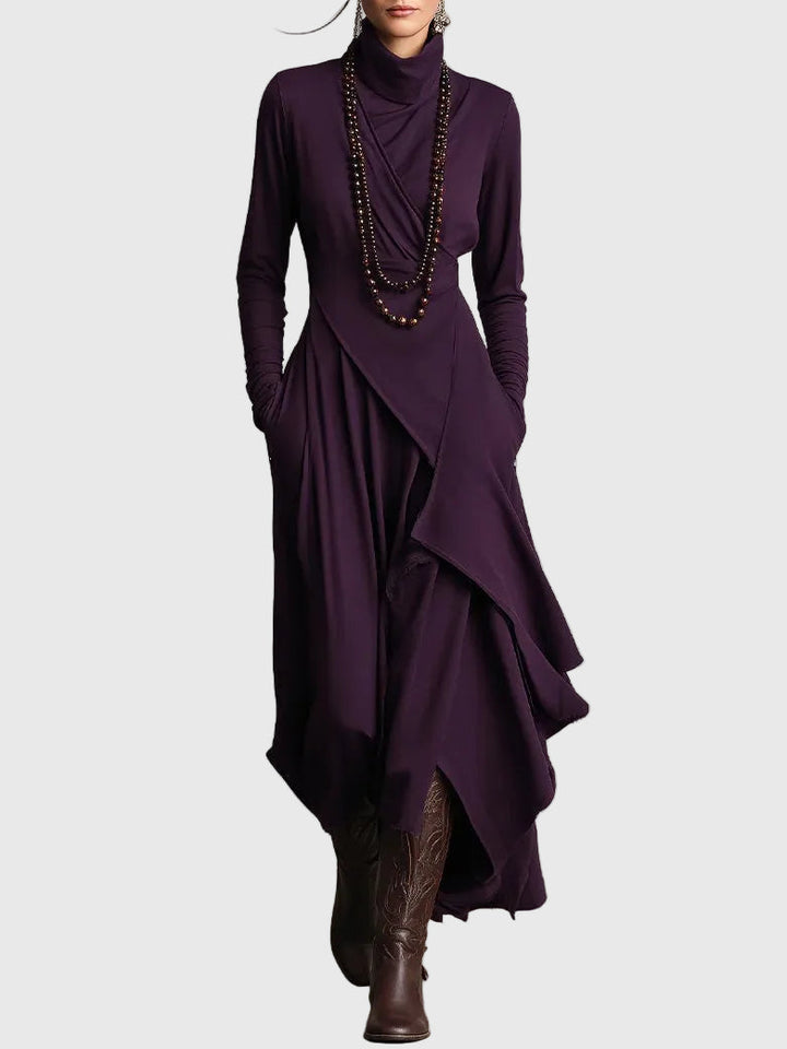 Maria | Sophisticated Asymmetric Long Sleeve Maxi Sweater Dress