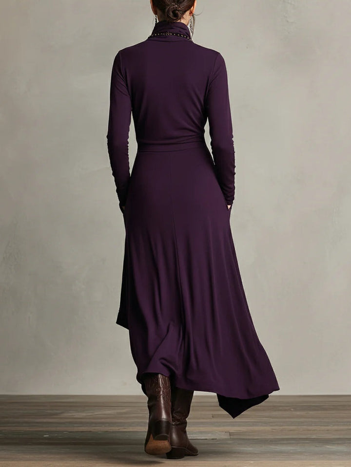 Maria | Sophisticated Asymmetric Long Sleeve Maxi Sweater Dress