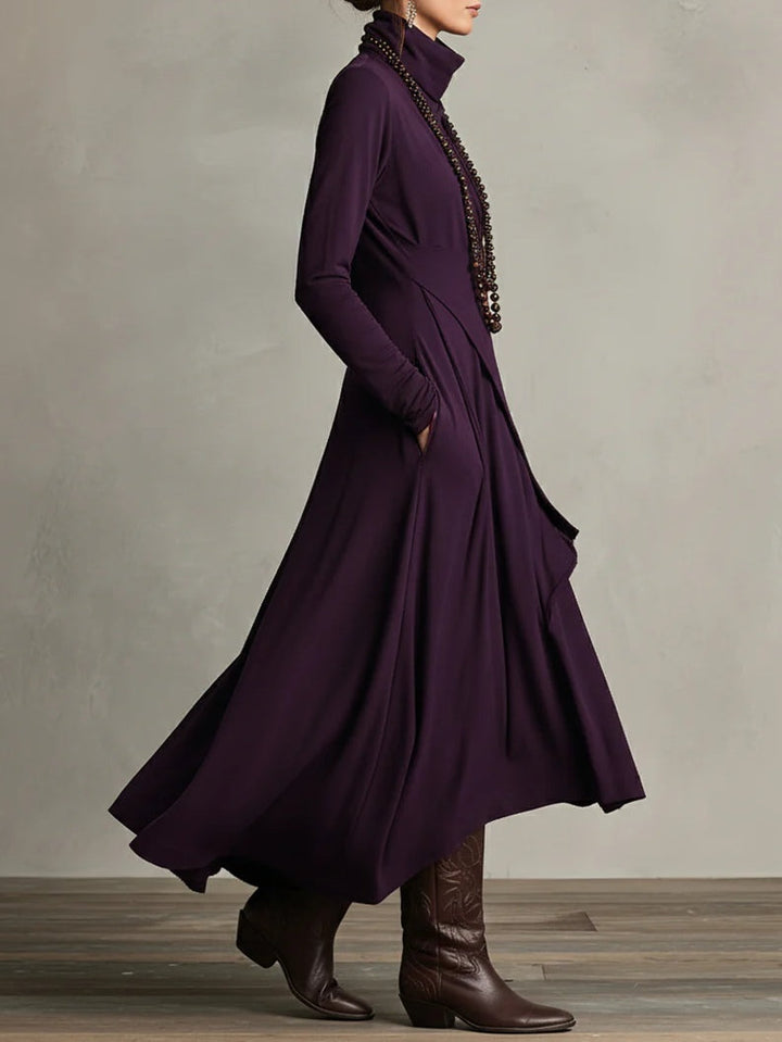 Maria | Sophisticated Asymmetric Long Sleeve Maxi Sweater Dress