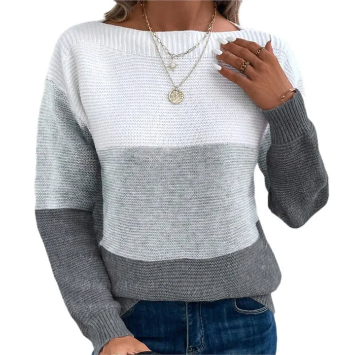 Martha | Effortless Color Block Boat Neck Knit Sweater
