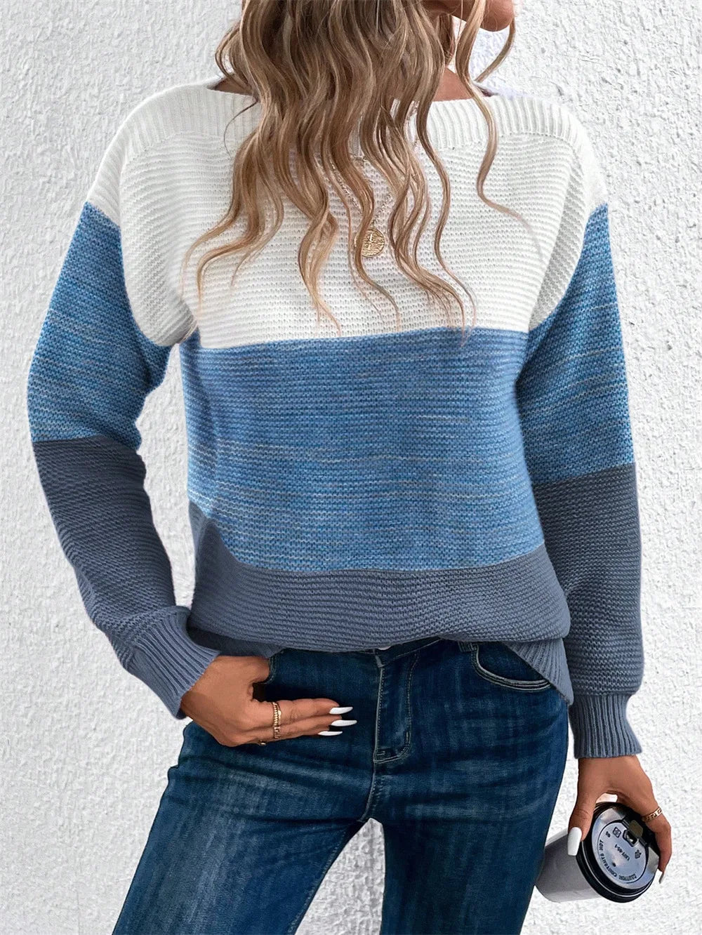 Martha | Effortless Color Block Boat Neck Knit Sweater