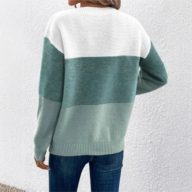 Martha | Effortless Color Block Boat Neck Knit Sweater