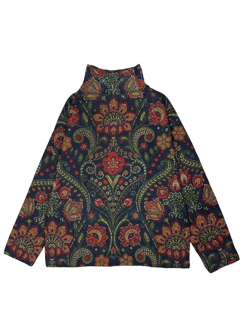 Martha | Graceful Floral Oversized Turtleneck Sweater
