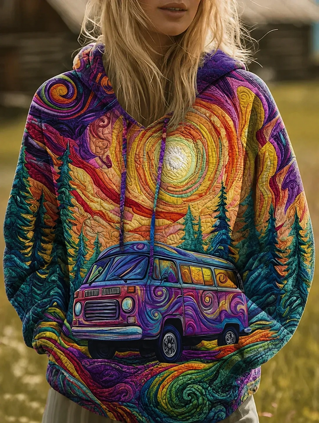 Martha | Relaxed Camper Van Graphic Pullover Hoodie