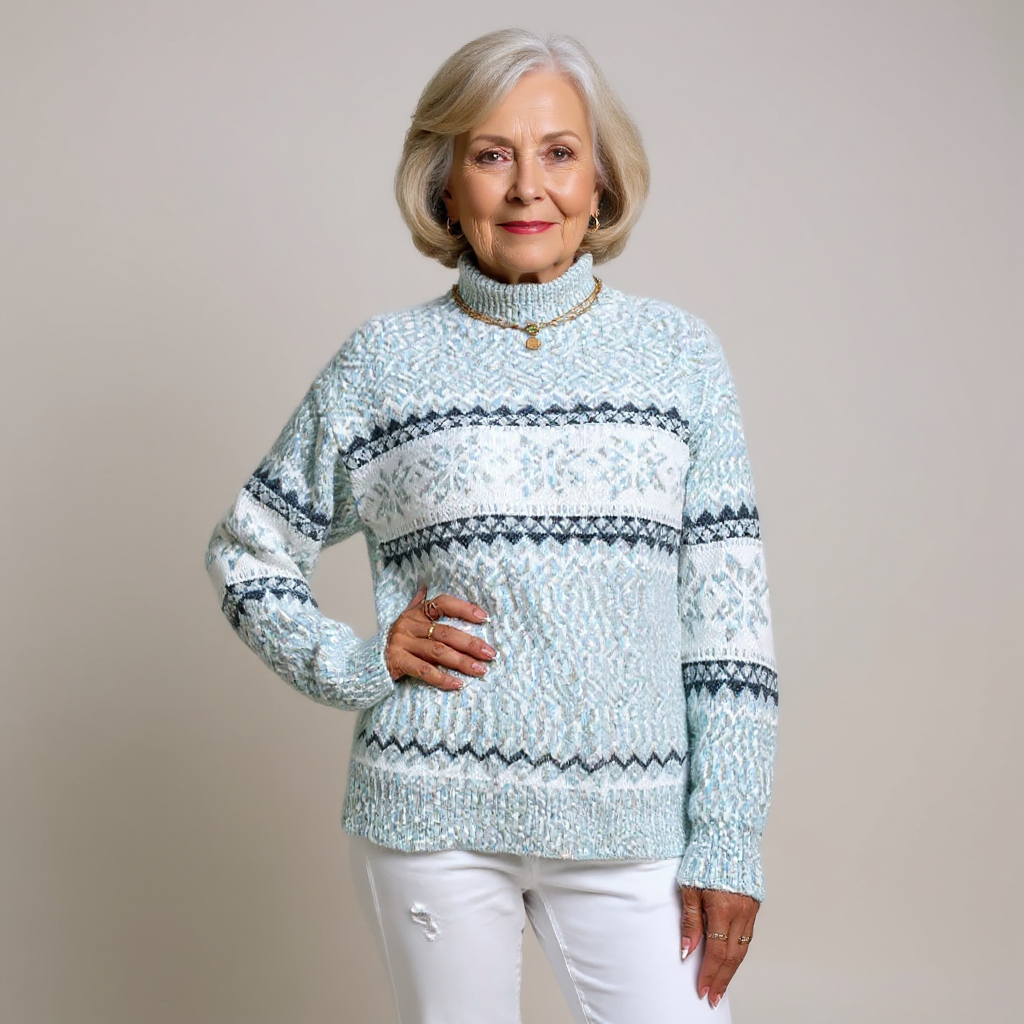 Martha | Timeless Fair Isle Mock Neck Knit Sweater