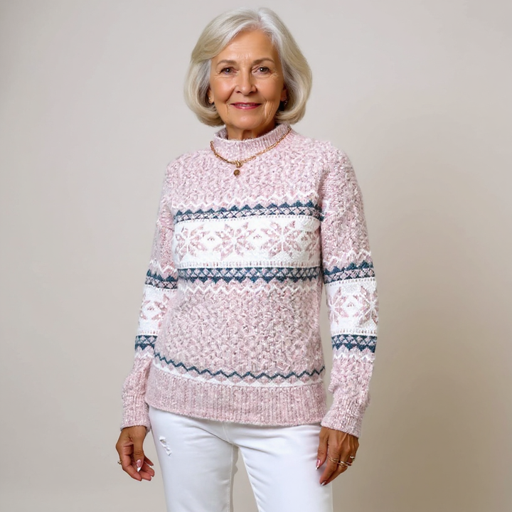 Martha | Timeless Fair Isle Mock Neck Knit Sweater