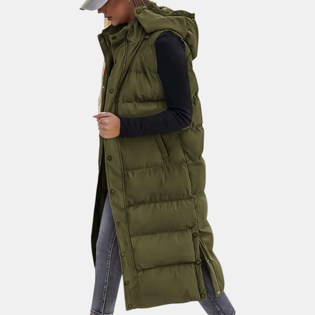Mary | Long Hooded Quilted Vest