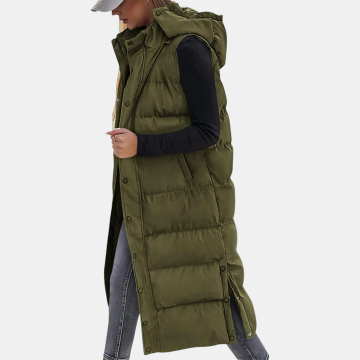 Mary | Long Hooded Quilted Vest