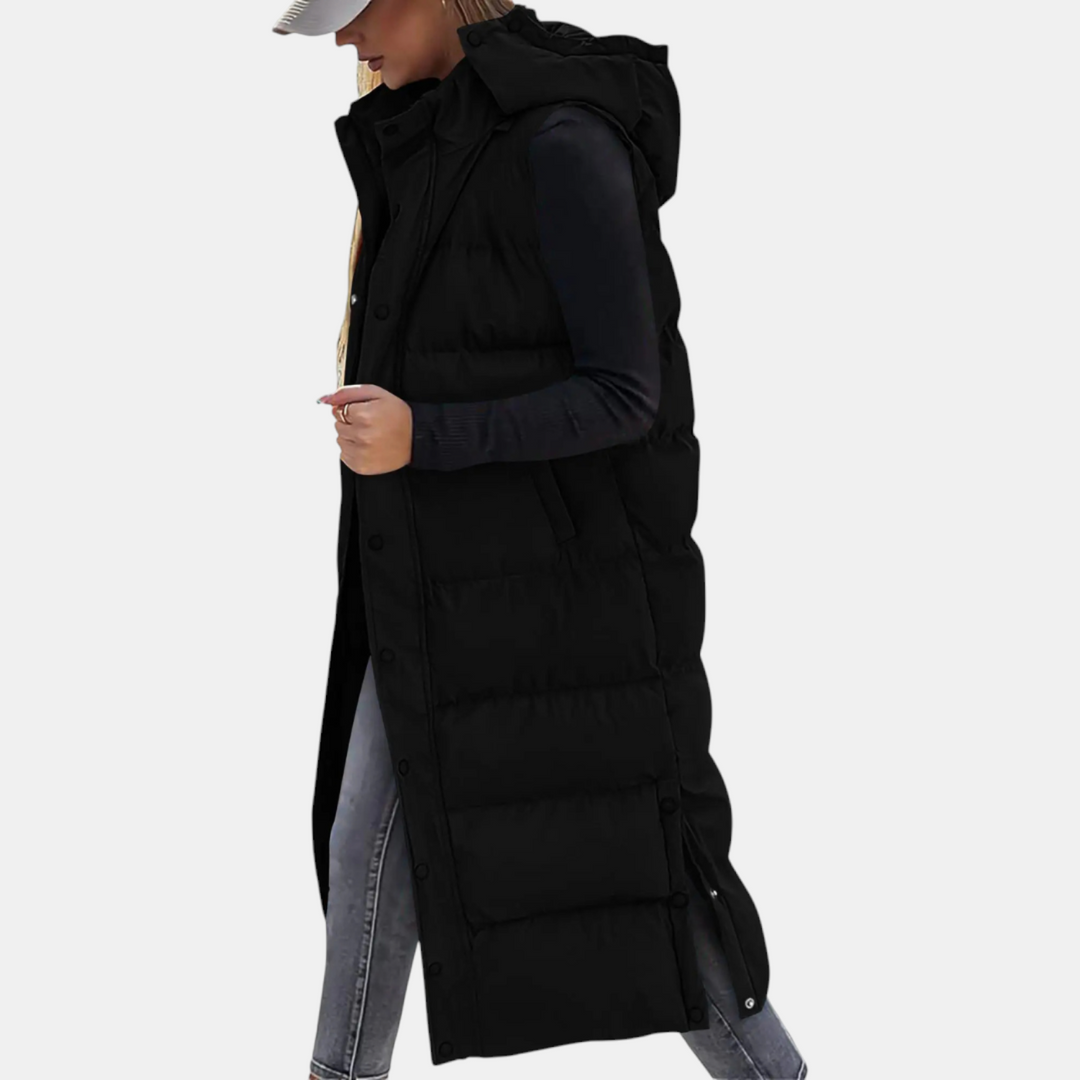 Mary | Long Hooded Quilted Vest