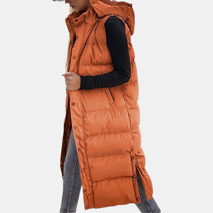 Mary | Long Hooded Quilted Vest