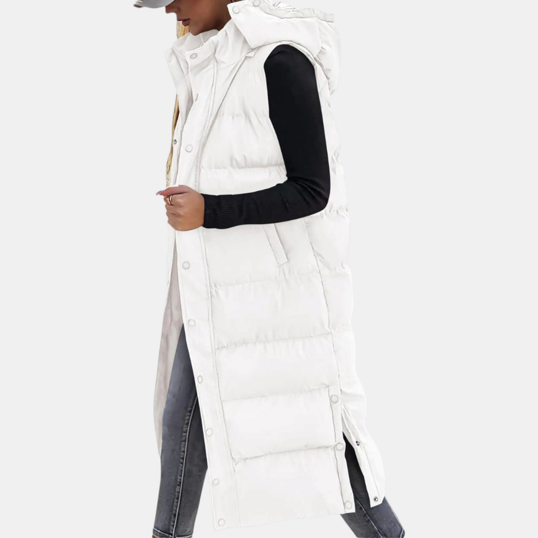 Mary | Long Hooded Quilted Vest