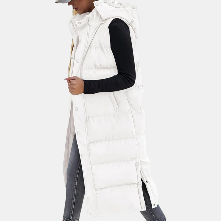 Mary | Long Hooded Quilted Vest