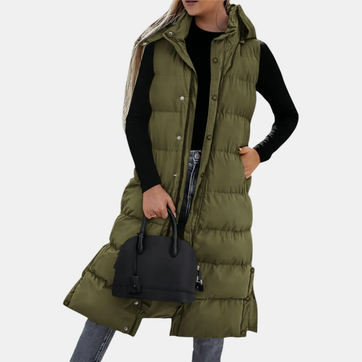 Mary | Long Hooded Quilted Vest