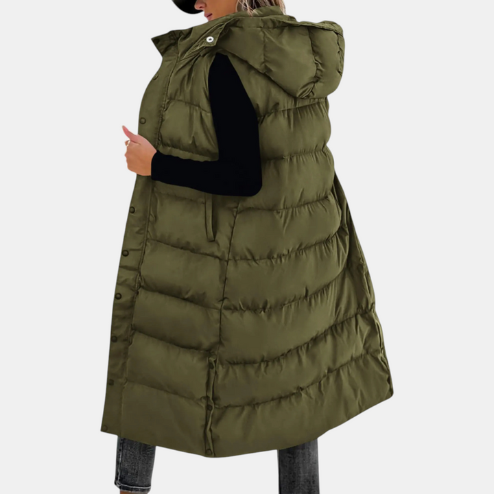 Mary | Long Hooded Quilted Vest