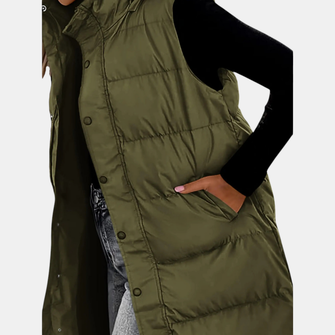 Mary | Long Hooded Quilted Vest