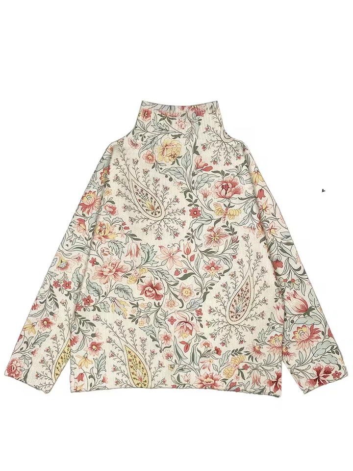 Mary | Sophisticated Oversized Floral Turtleneck Sweater