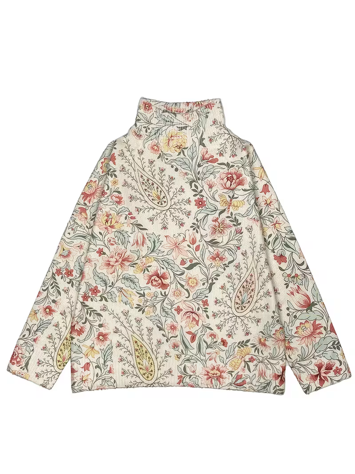 Mary | Sophisticated Oversized Floral Turtleneck Sweater
