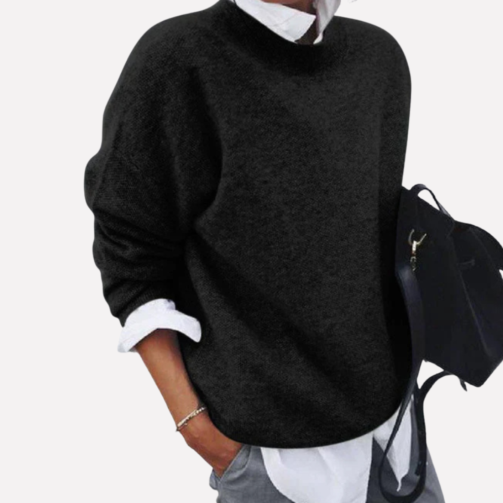 Mathilde | Raffineret Oversized Striktrøje med Ribkant