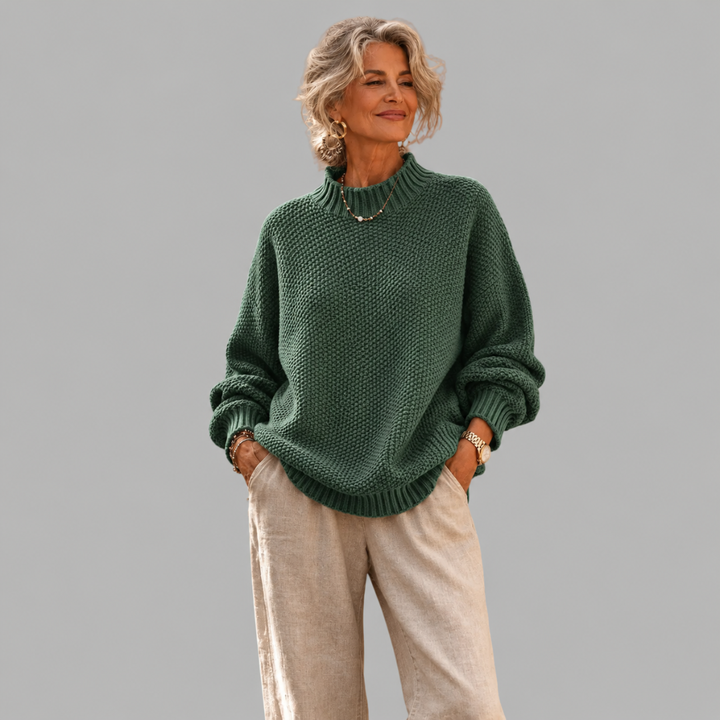 Megan | Classic Oversized Mock Neck Knit Sweater