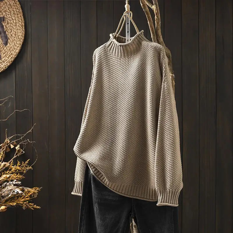Megan | Classic Oversized Mock Neck Knit Sweater
