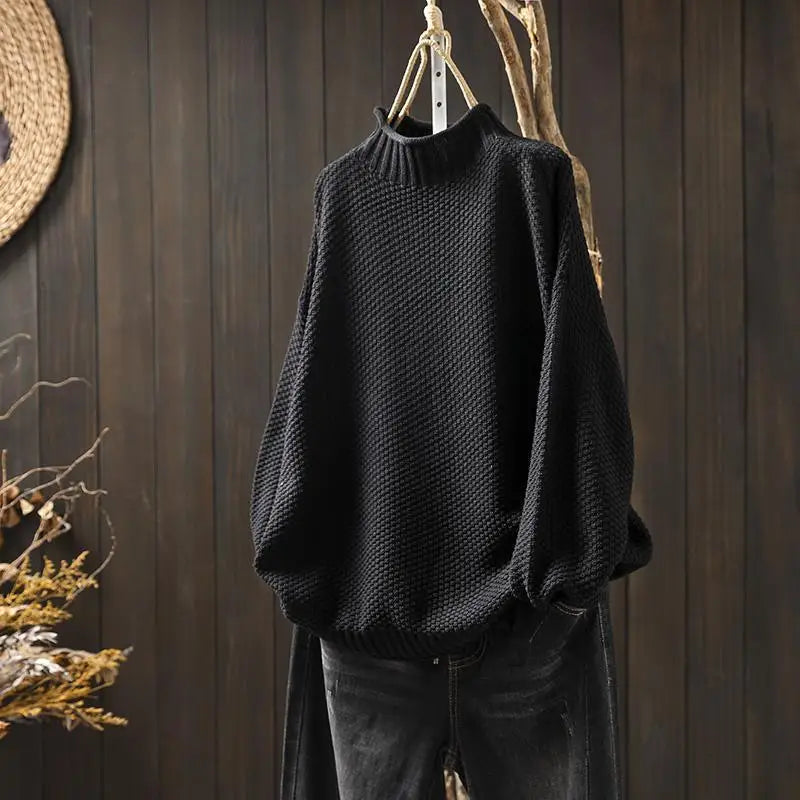 Megan | Classic Oversized Mock Neck Knit Sweater