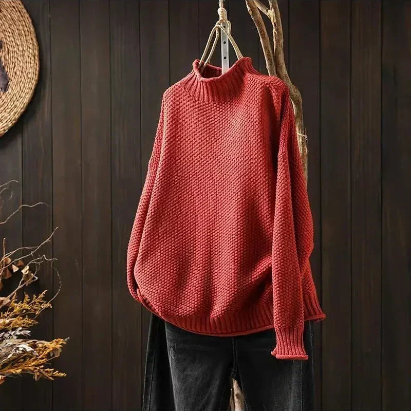 Megan | Classic Oversized Mock Neck Knit Sweater