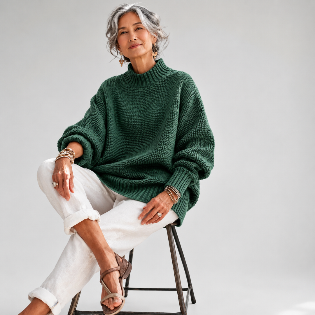 Megan | Classic Oversized Mock Neck Knit Sweater