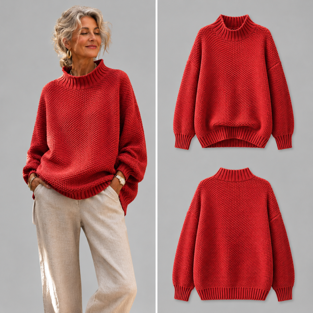 Megan | Classic Oversized Mock Neck Knit Sweater