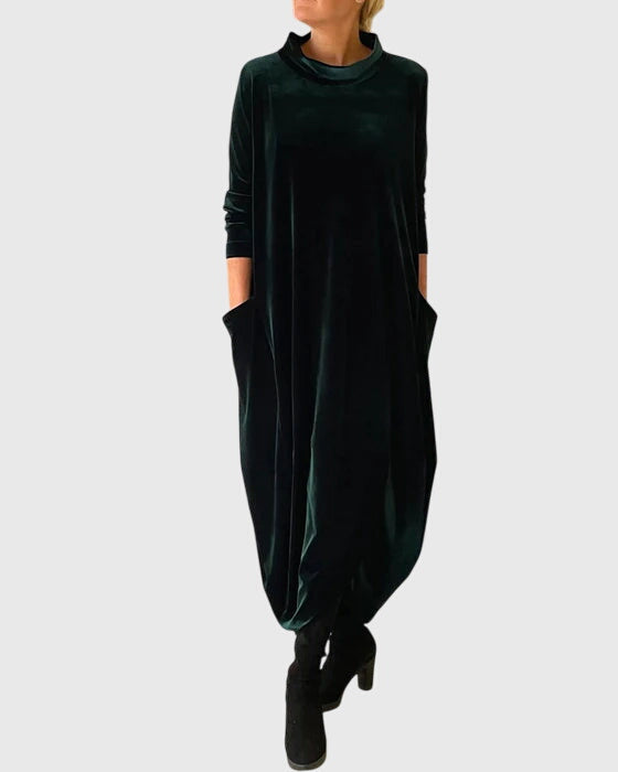 Melissa | Classic Cowl Neck Midi Long Sleeve Dress