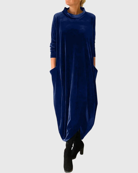 Melissa | Classic Cowl Neck Midi Long Sleeve Dress