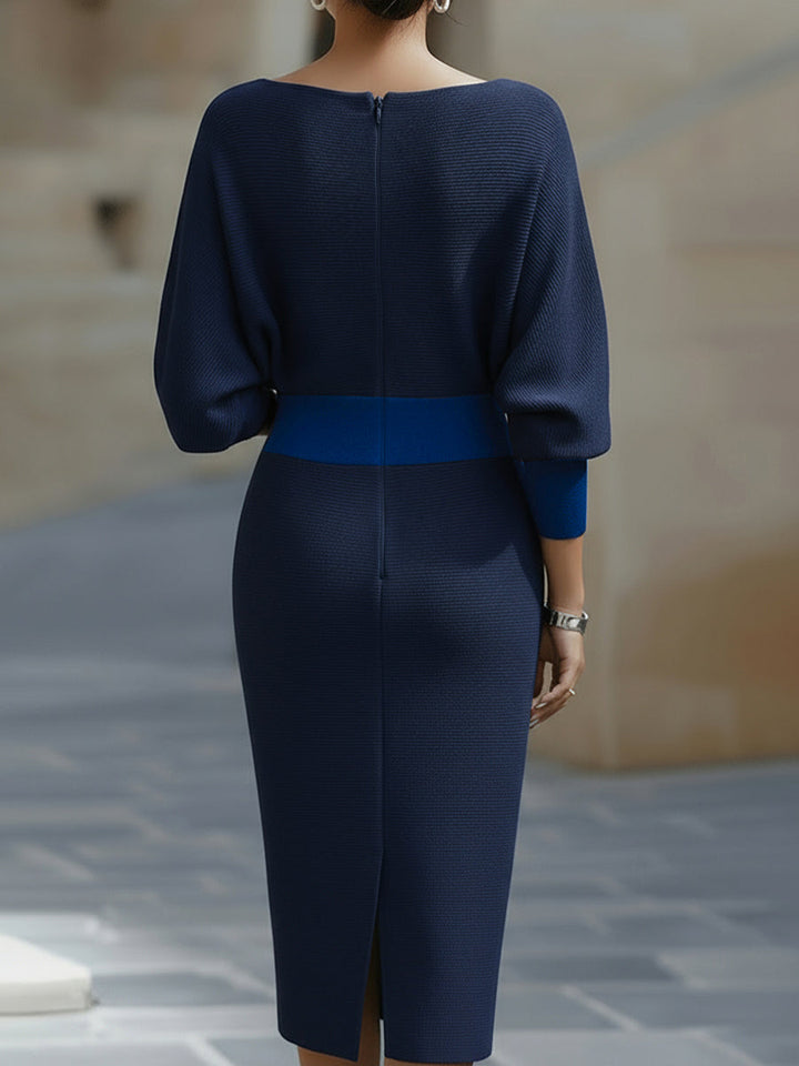 Michelle | Chic Draped Batwing Sleeve Sweater Dress