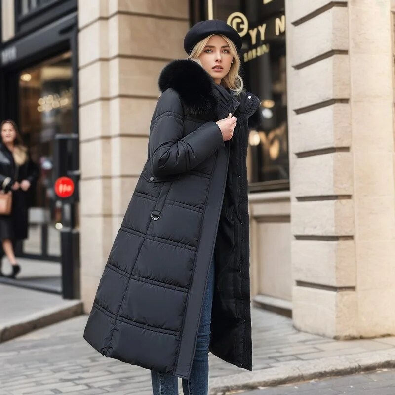 Michelle | Cozy Faux Fur Hooded Long Puffer Winter Coat