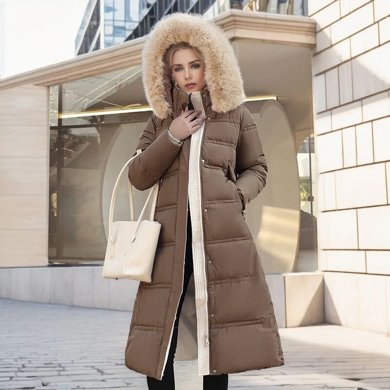 Michelle | Cozy Faux Fur Hooded Long Puffer Winter Coat