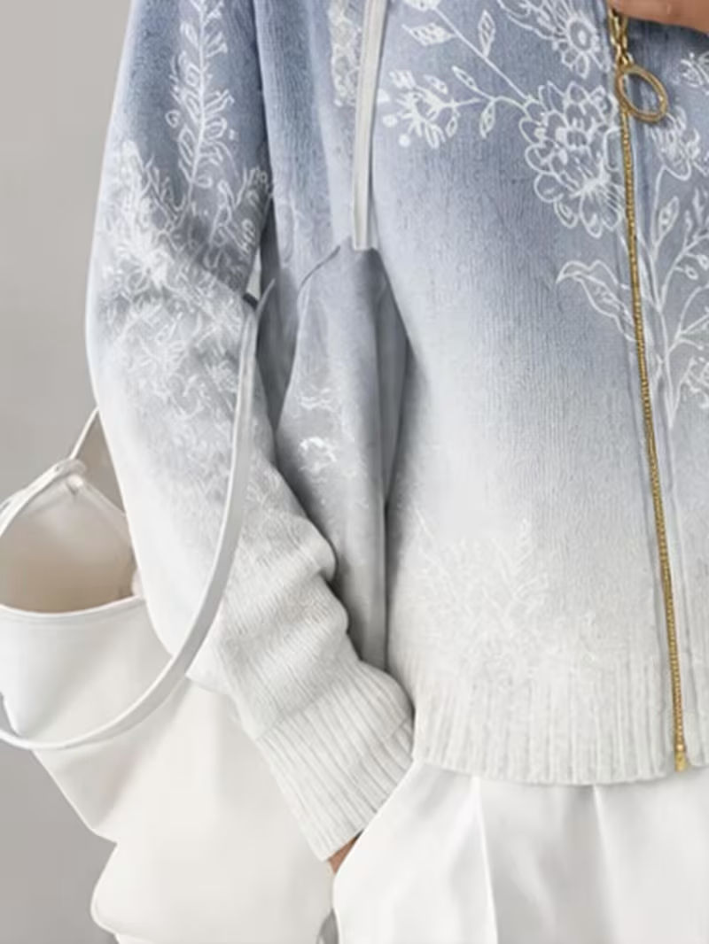 Michelle | Relaxed Floral Zip Up Cardigan Sweater