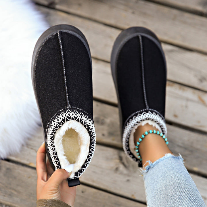 Nancy | Chic Cozy Knit-Trim Platform Slippers Mules